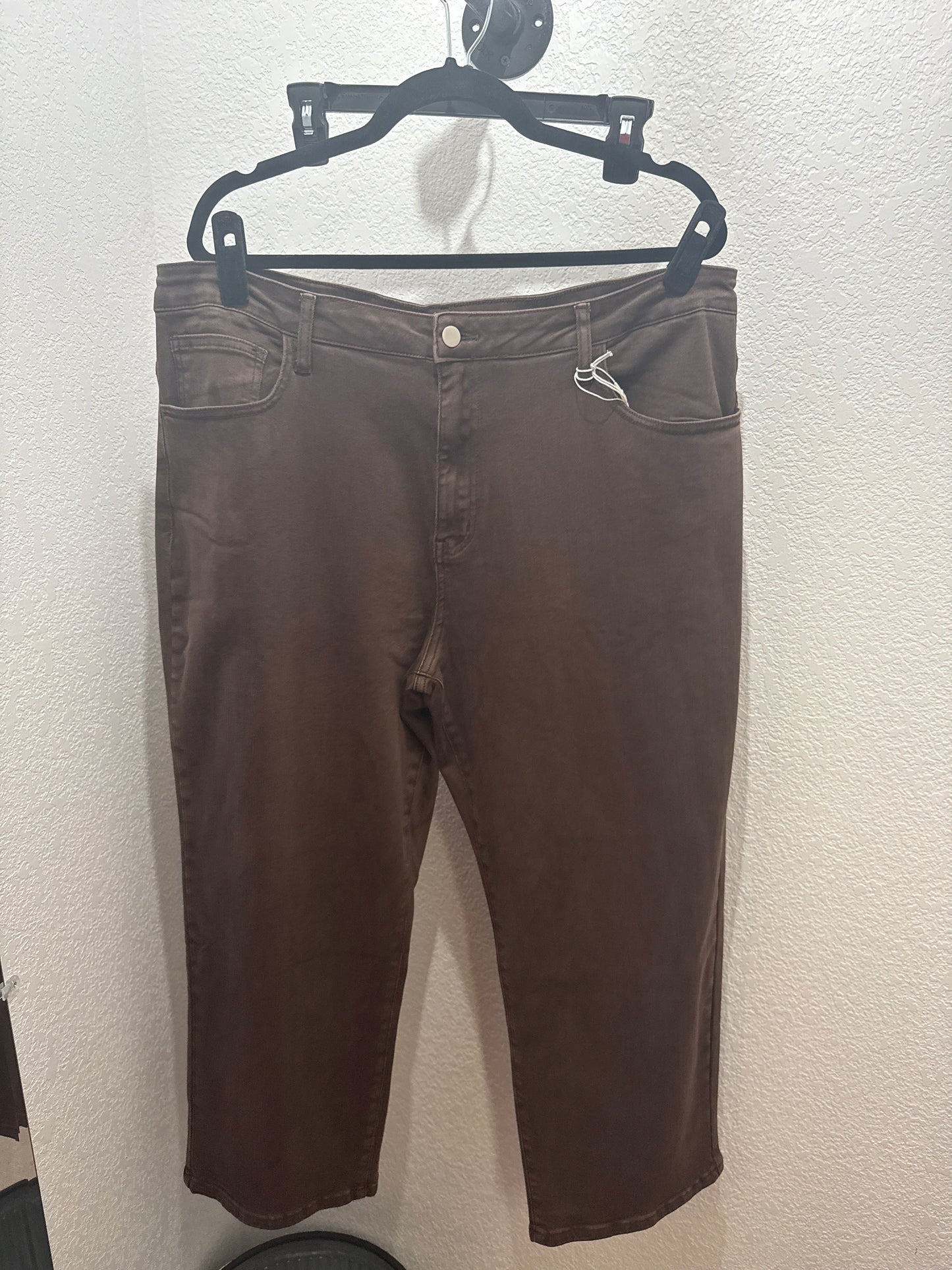 Mocha Garment-Dyed Wide Leg Jeans