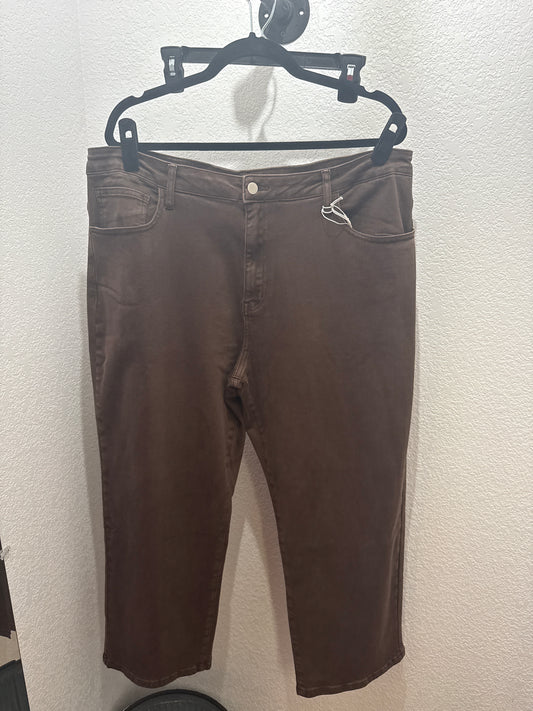 Mocha Garment-Dyed Wide Leg Jeans