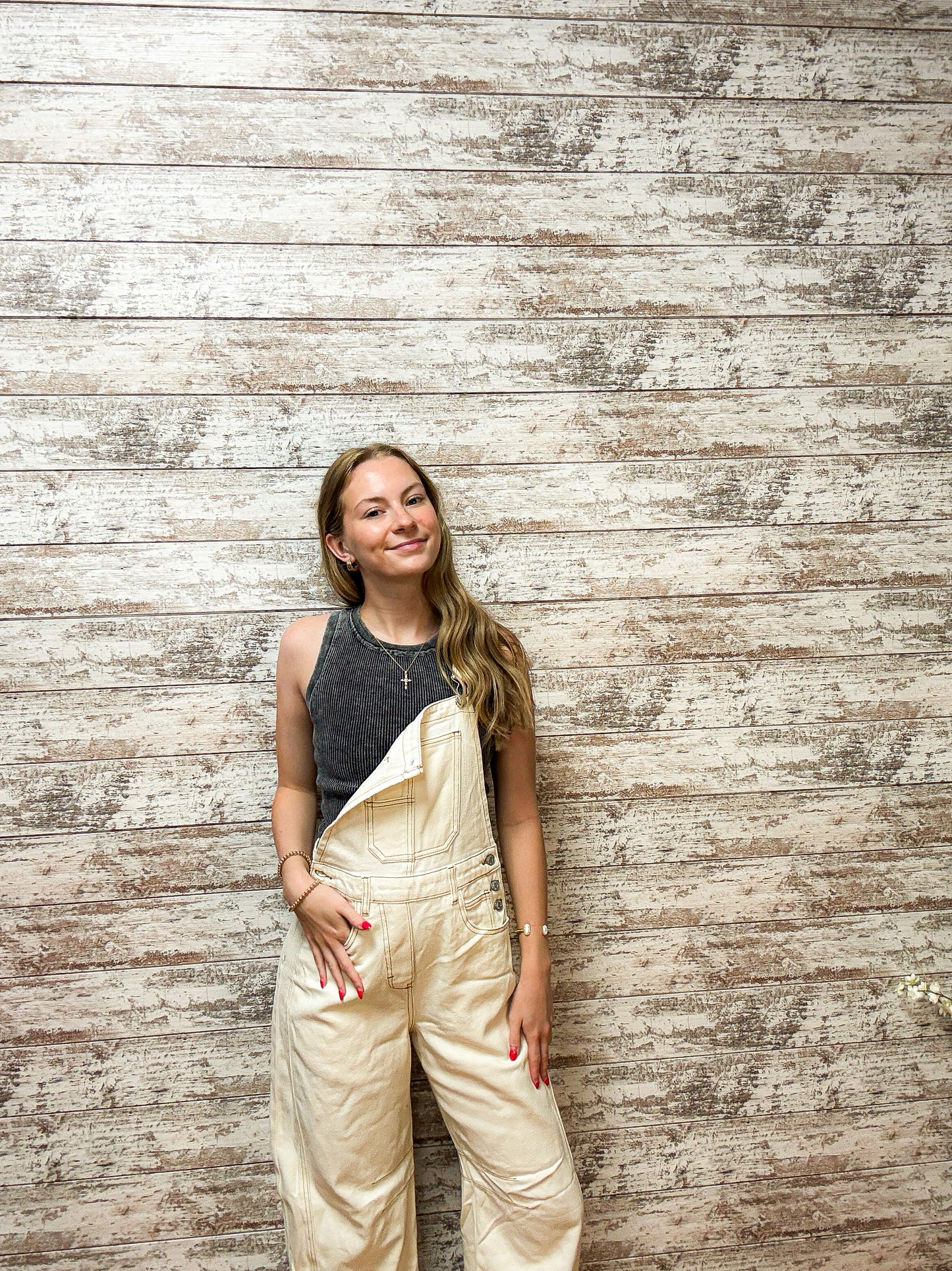Milk Denim Overall Barrel-leg Jumpsuit