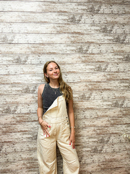 Milk Denim Overall Barrel-leg Jumpsuit