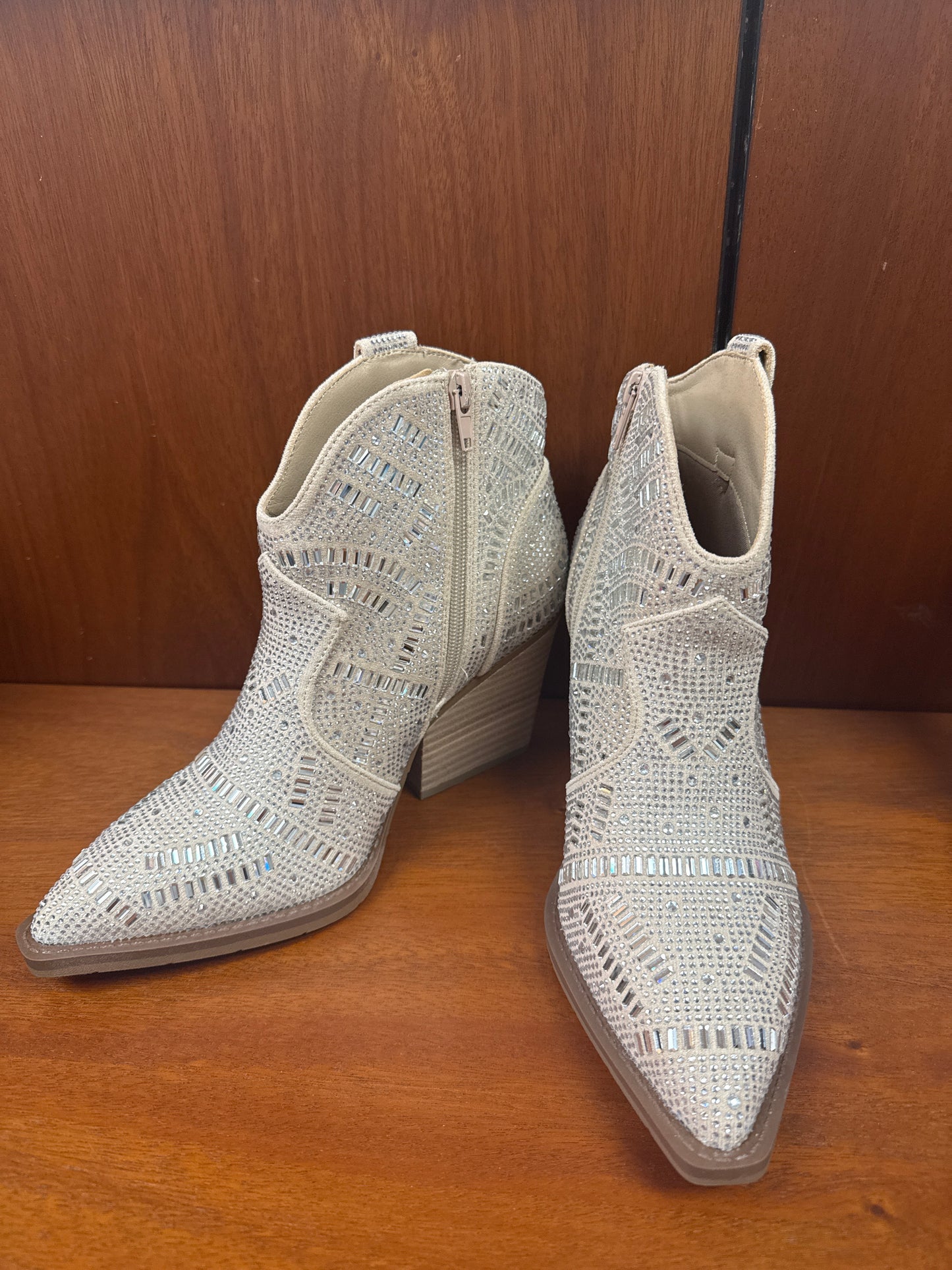 one day nude sparkle booties