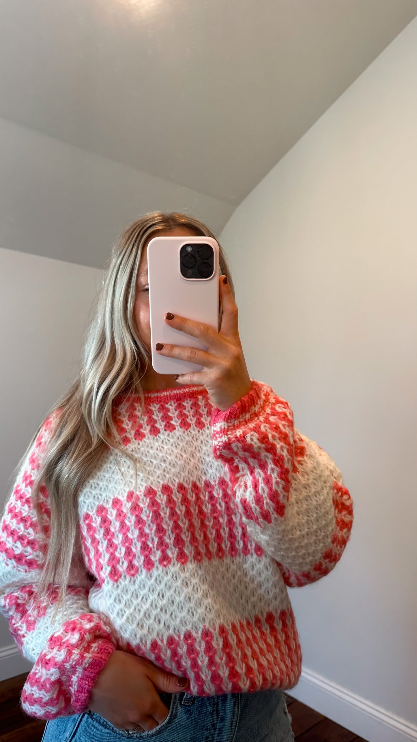 pretty pink striped sweater