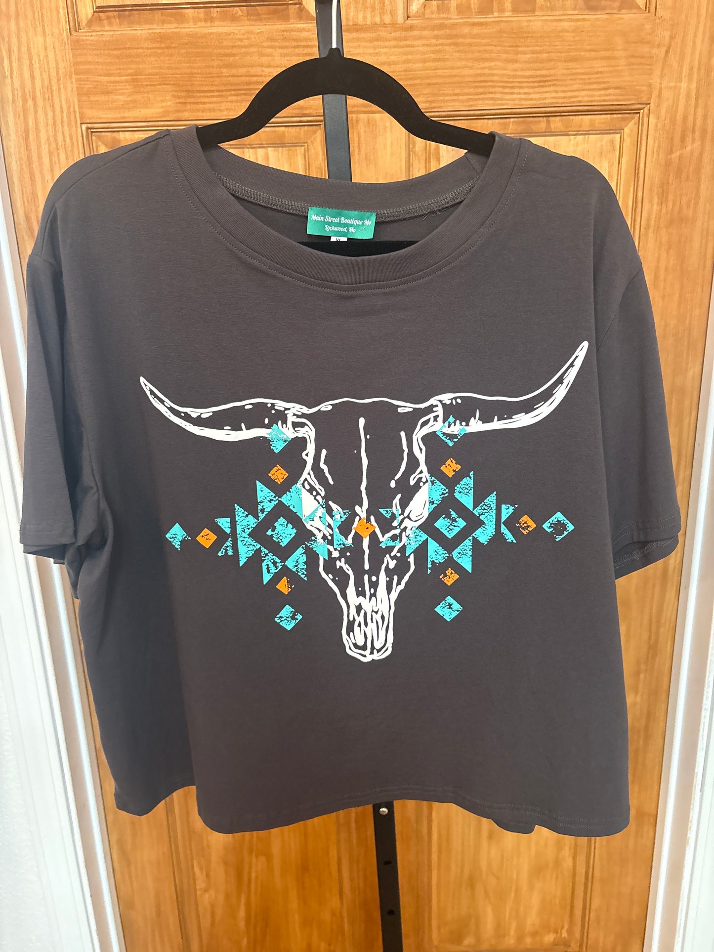 Vintage Western Bull Head Aztec Graphic T shirt