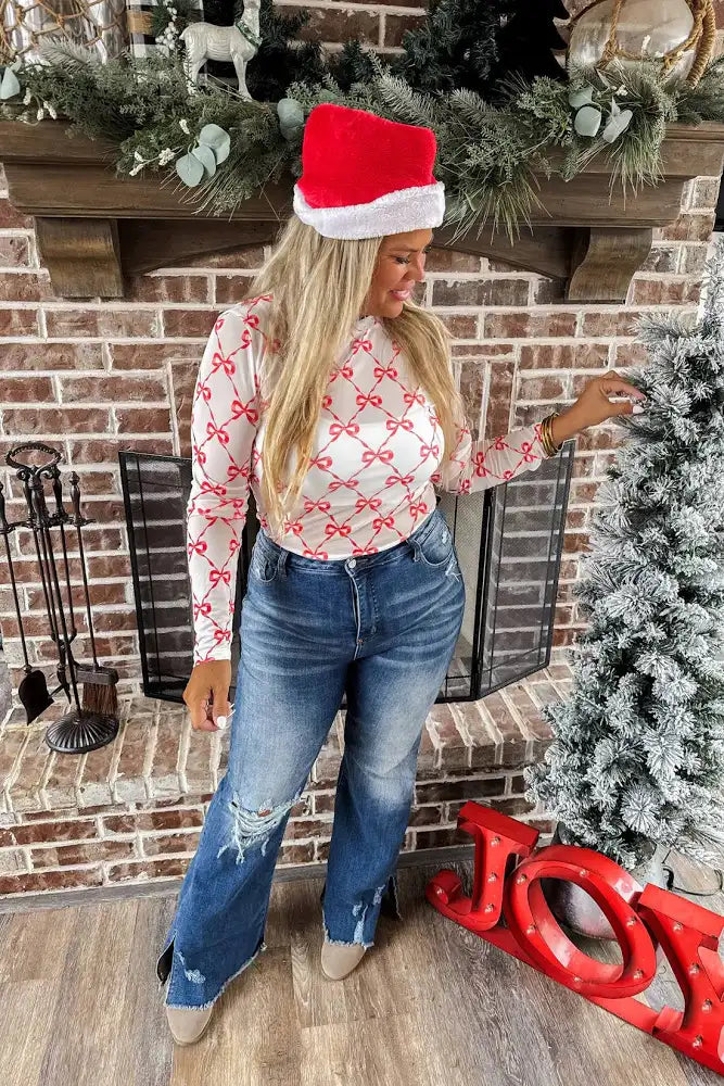 Christmas Mesh it Up Red Ribbon Bows
