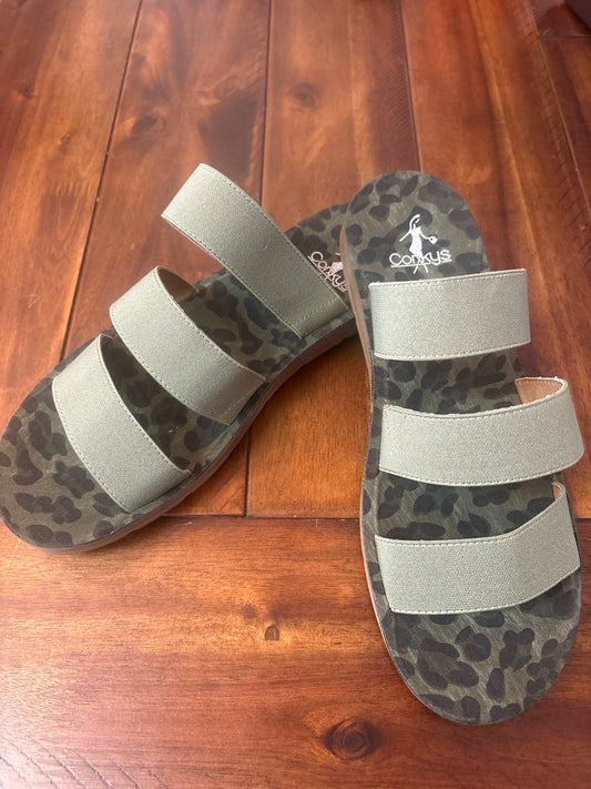 Green Cheetah Sandals