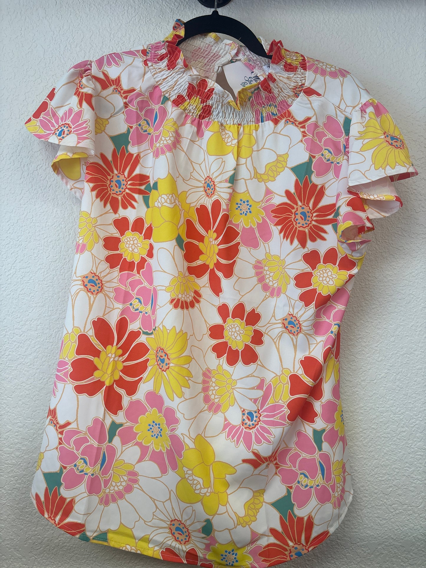 Oasis Floral Flutter Sleeve Top
