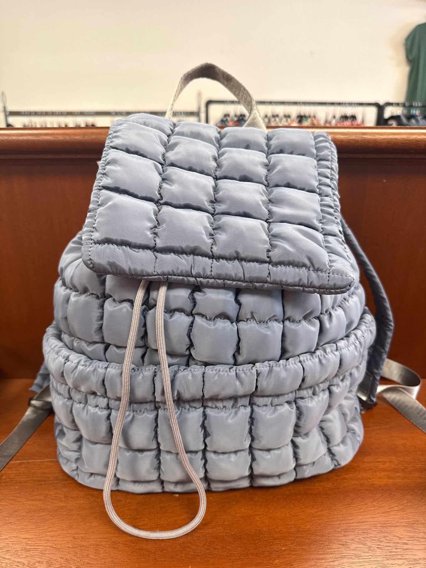 Solid Flapped Quilted Puffer Backpack