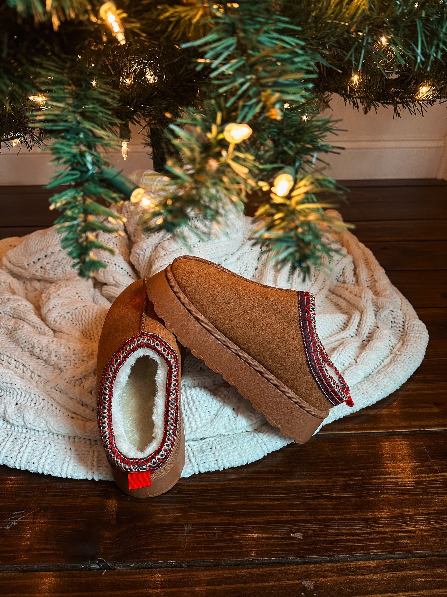 chestnut platform slippers