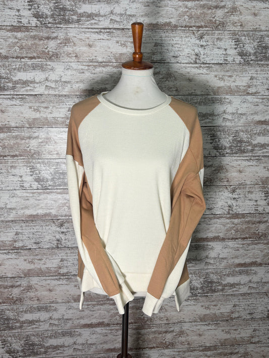 Waffle High Low Raglan Sleeve Sweatshirt