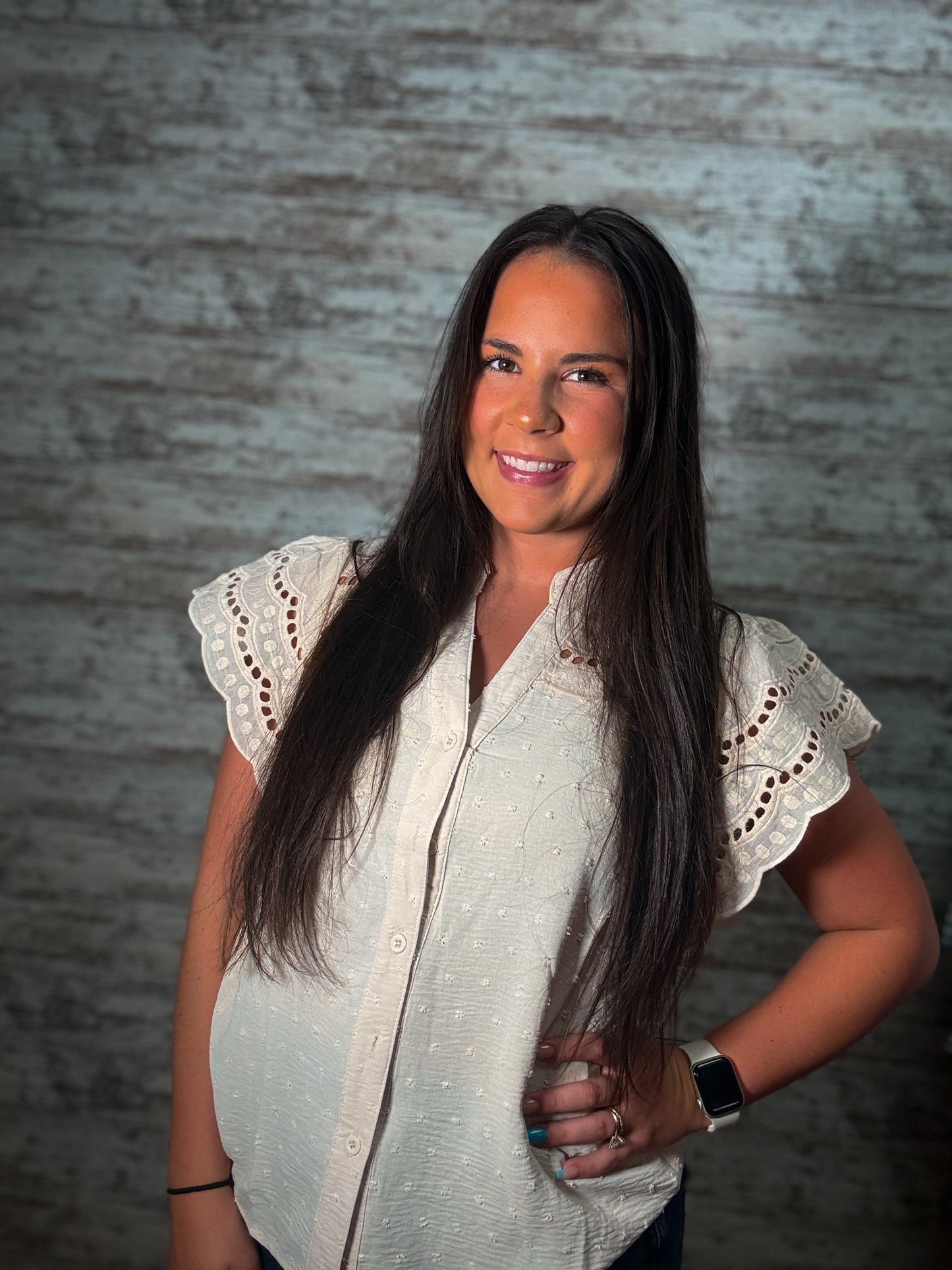 Boho Lace Summer Blouse Top - Beige