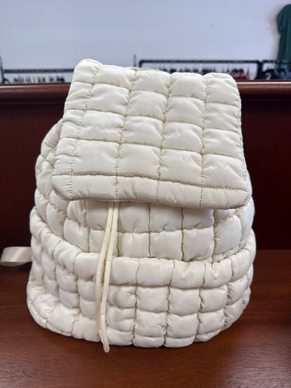 Solid Flapped Quilted Puffer Backpack