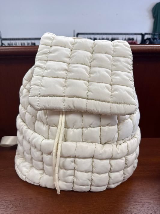 Solid Flapped Quilted Puffer Backpack