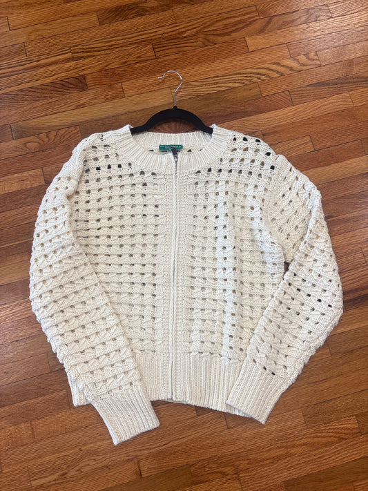 Hollowed Knit Zip Up Sweater Cardigan