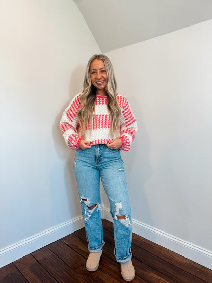 pretty pink striped sweater