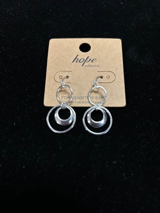 Silver Double Dangle Hoop