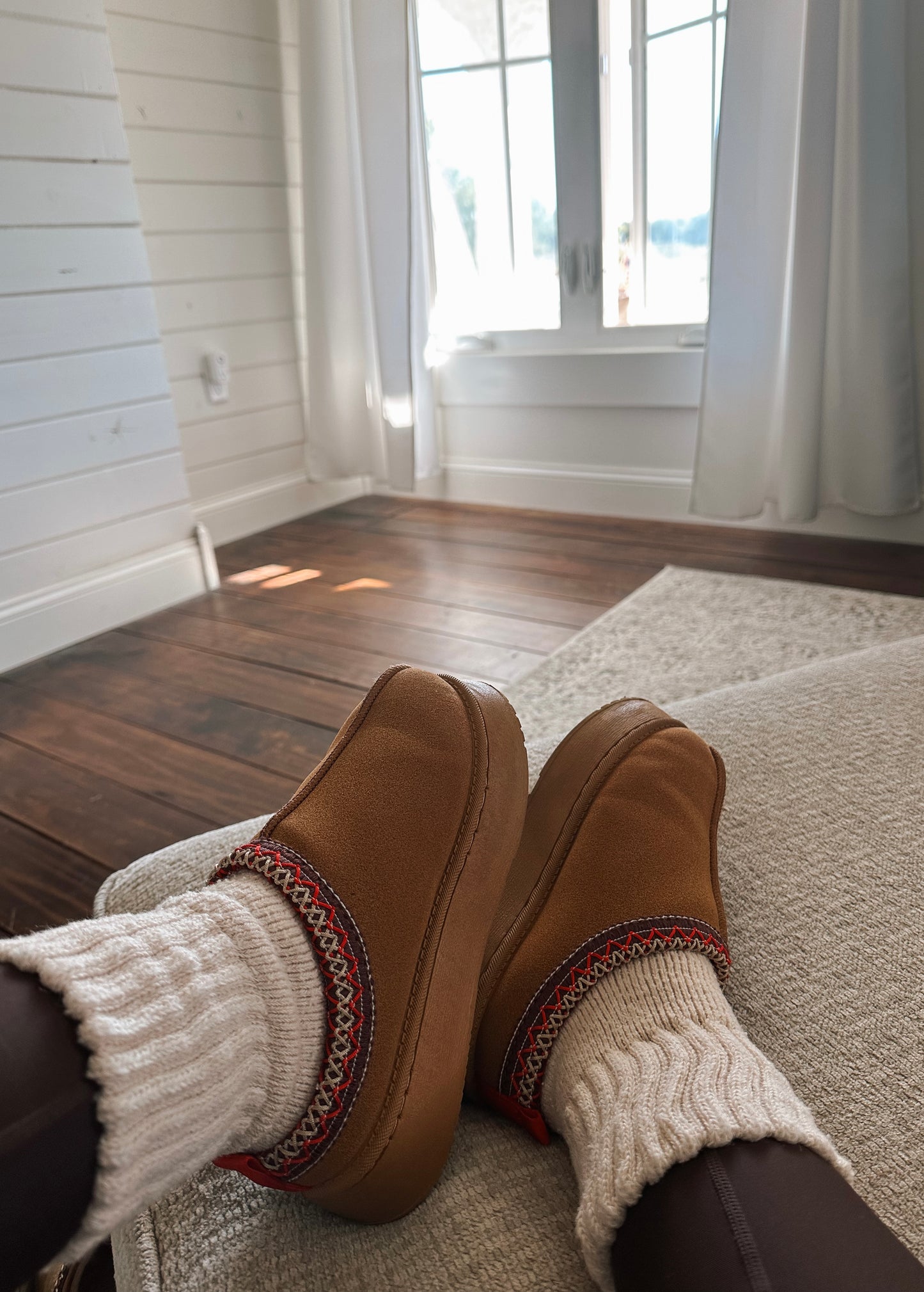 chestnut platform slippers