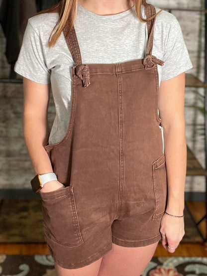 Washed Knot Strap Romper