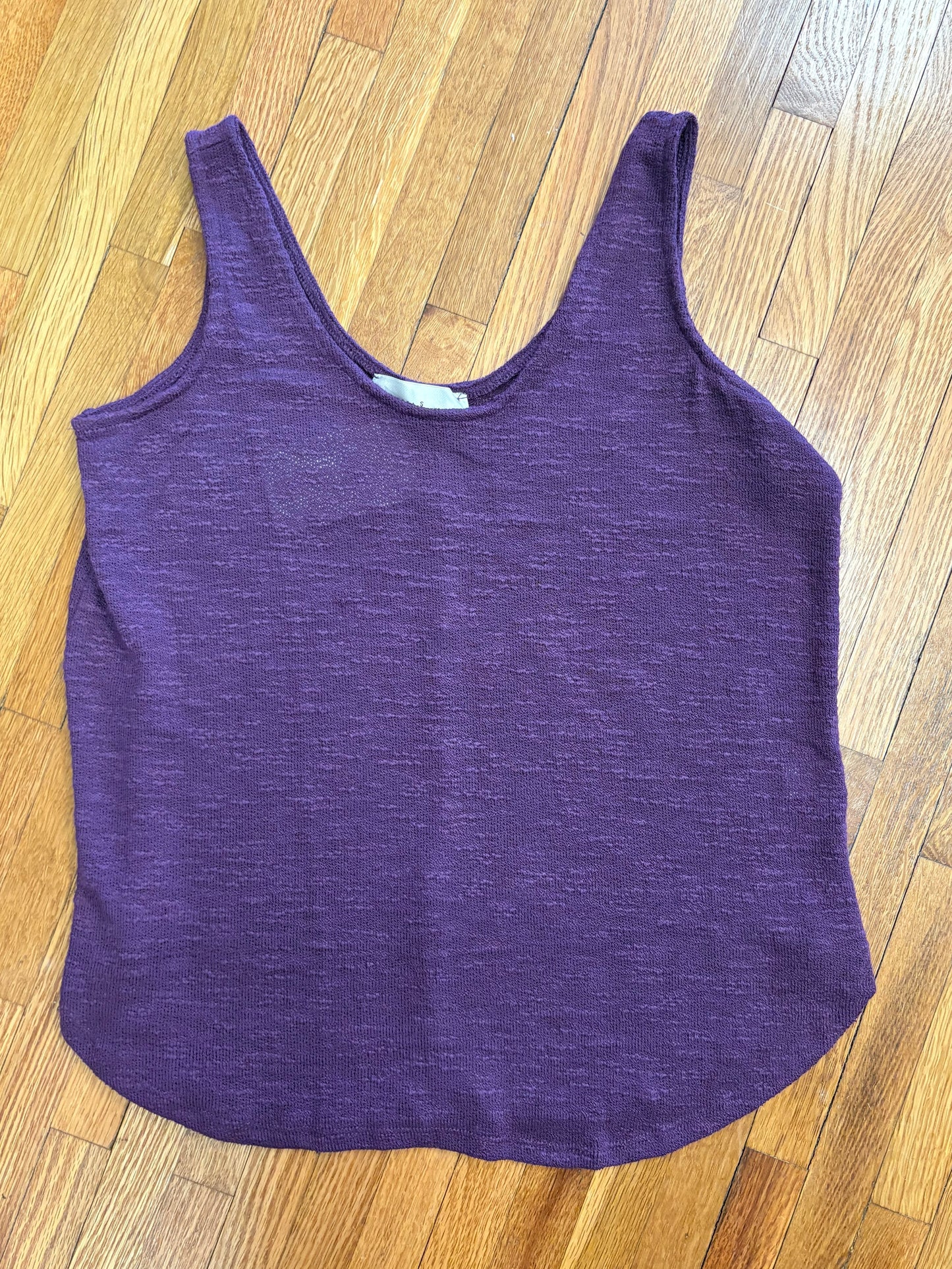 Double Scoop Slub Hacci Neck Tank Top - Dark Plum