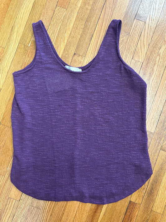 Double Scoop Slub Hacci Neck Tank Top - Dark Plum