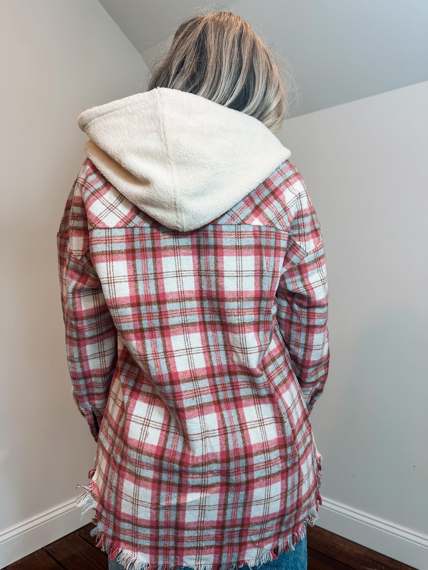 pink plaid shacket