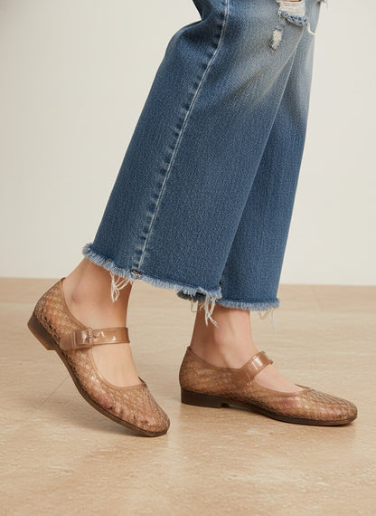 Lisa Woven Jelly Flats - Camel