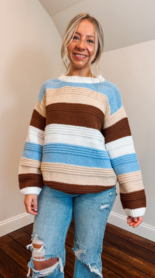 fall striped oversized sweater