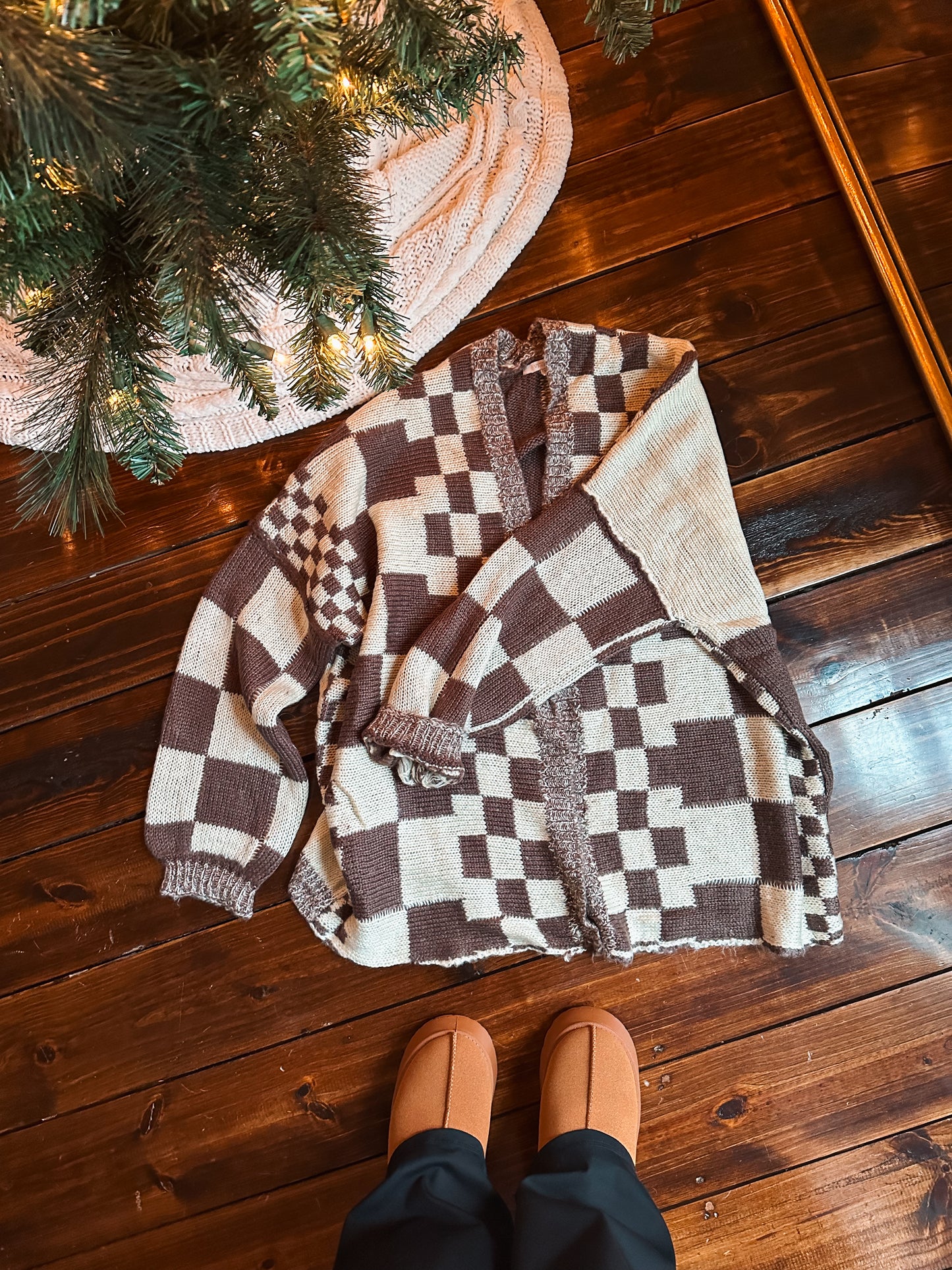 mocha checkered cardigan