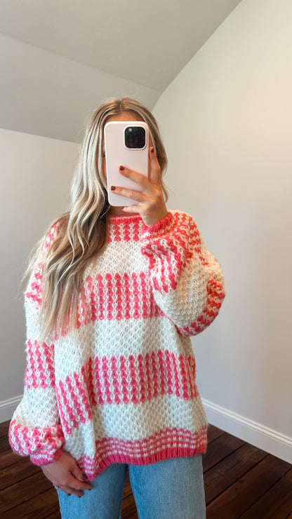 pretty pink striped sweater