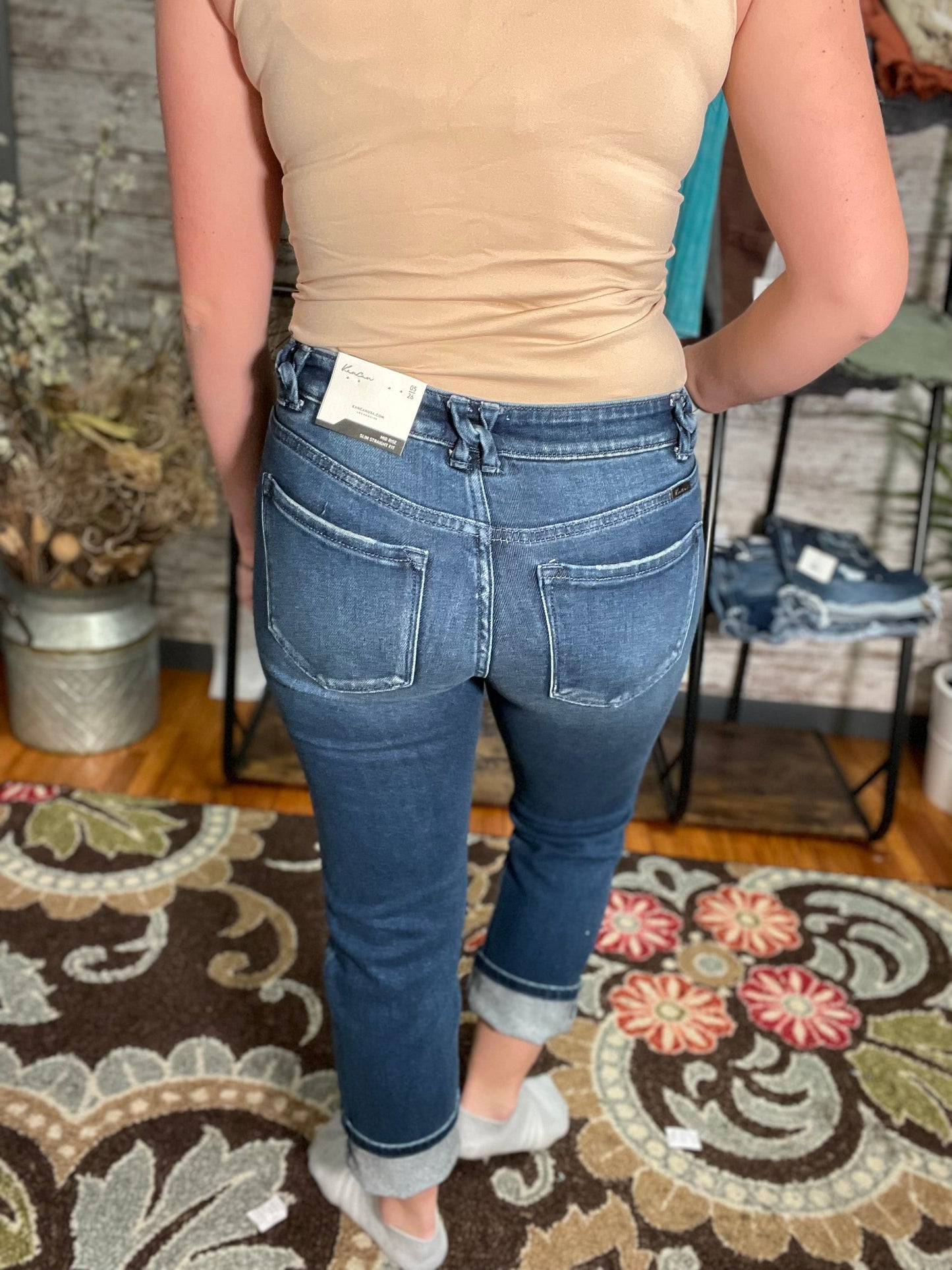 Kancan Dolores Mid Rise Straight Jeans
