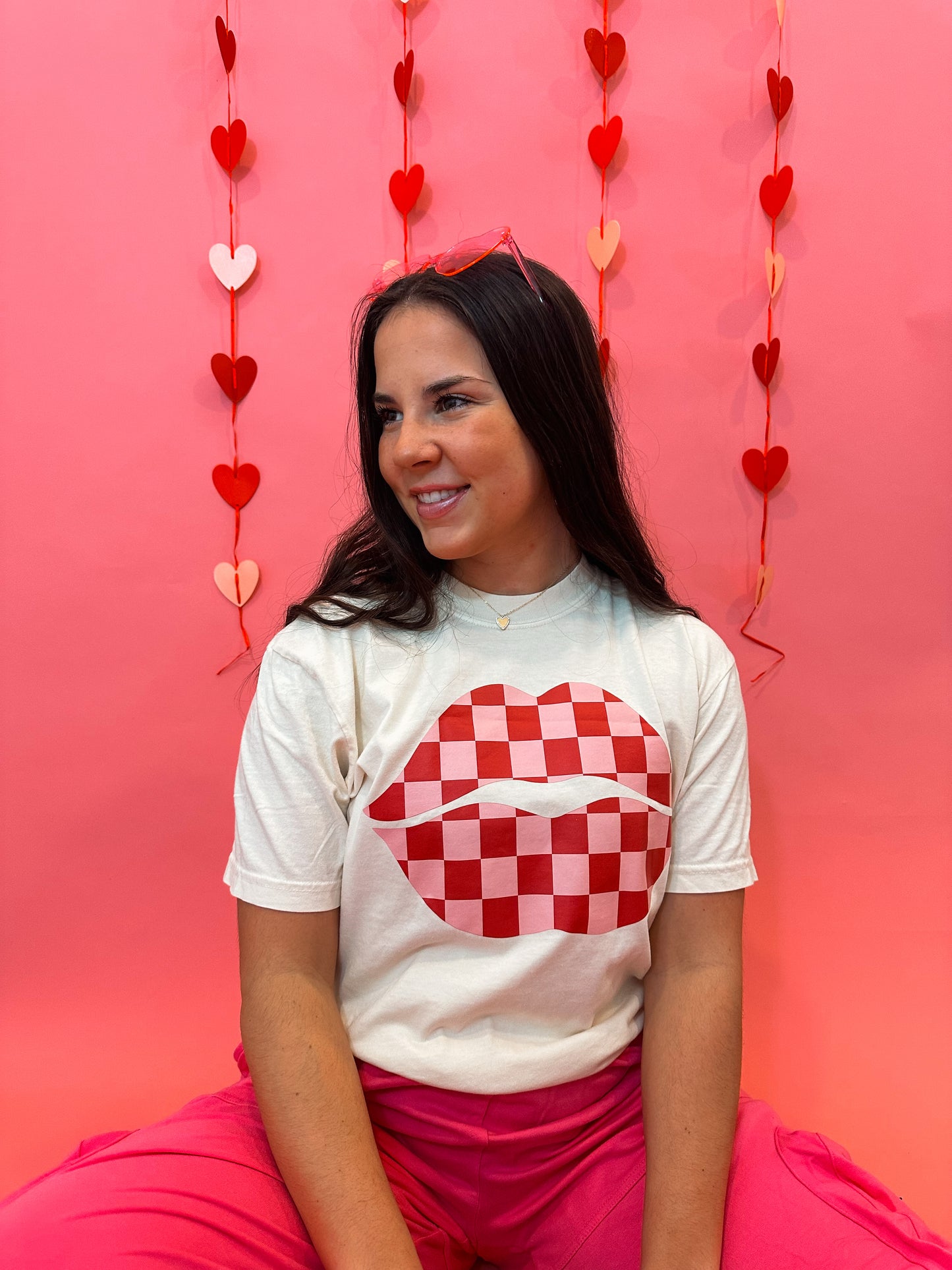 checkered lips tee