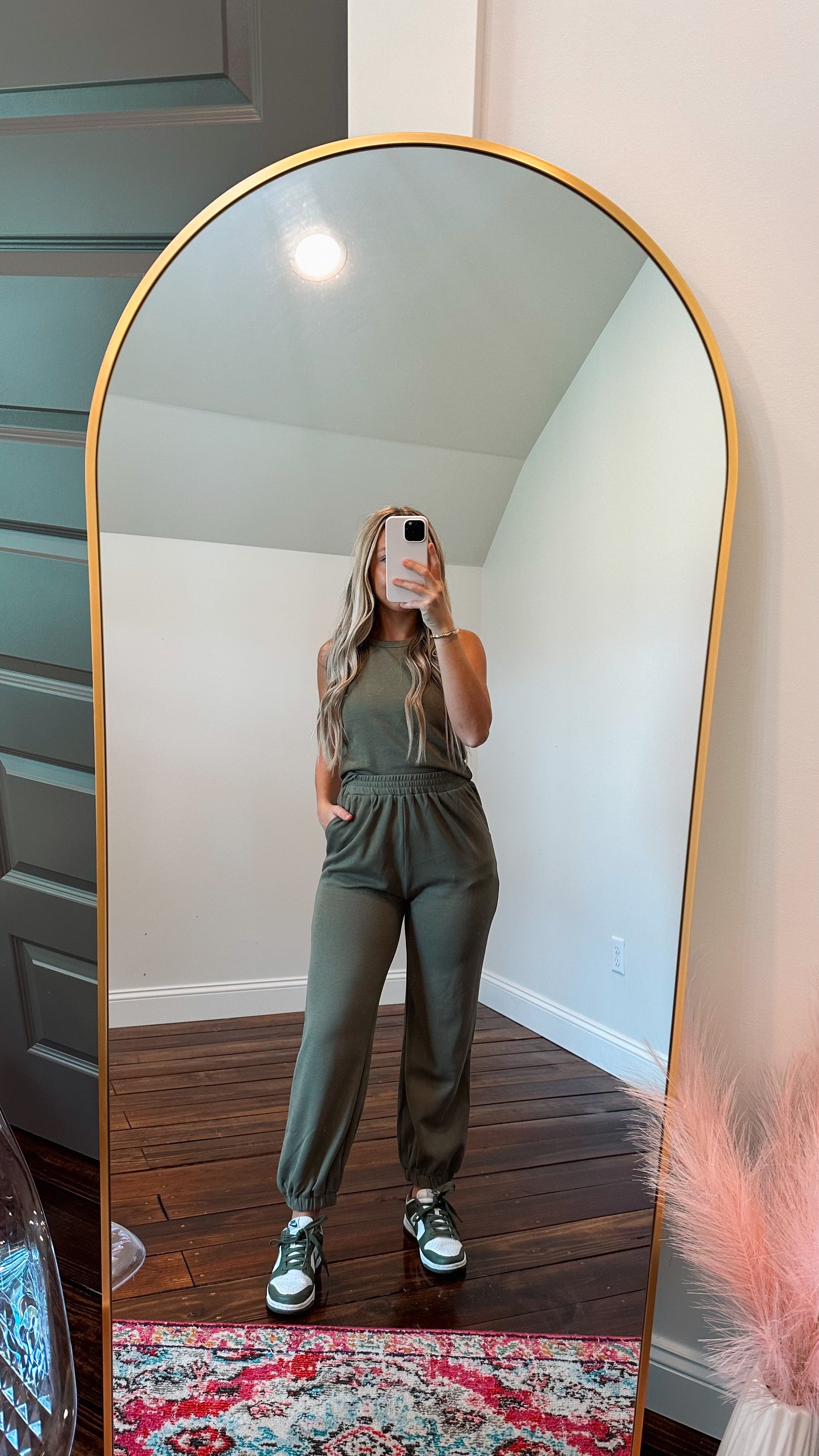 ribbed jogger set in olive