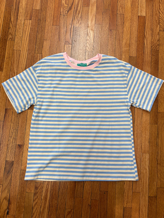 Spring Contrast Crew Neck Drop Shoulder
