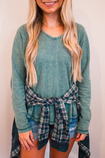 casual knit long sleeve in green