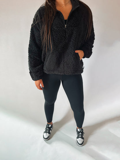 black fleece pullover