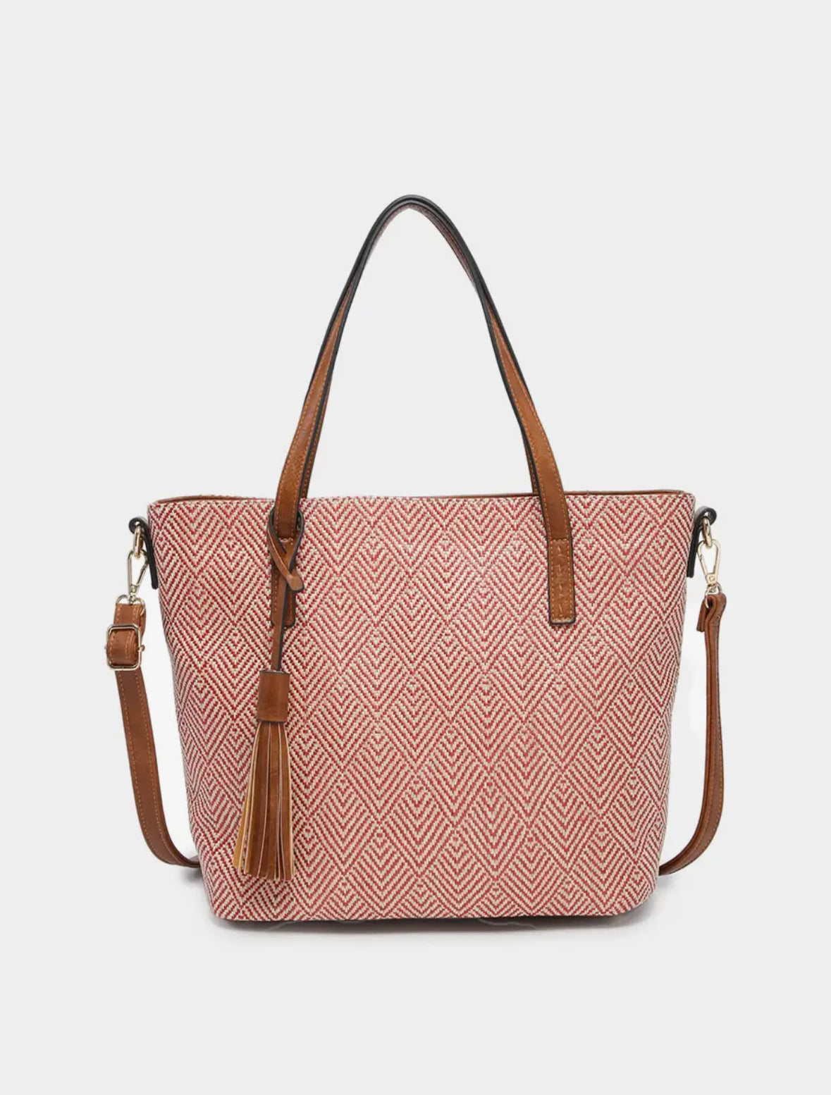 August 2 Tone Natural Coral Tote
