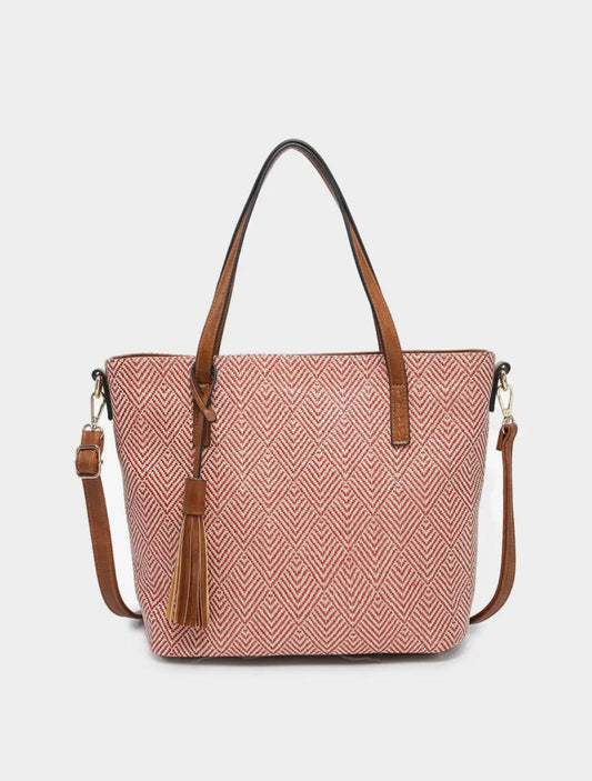 August 2 Tone Natural Coral Tote