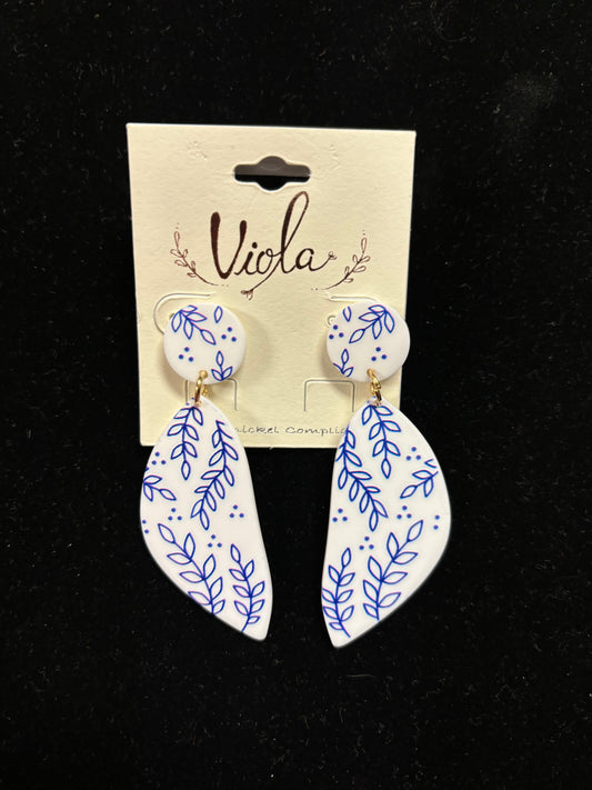 Blue Floral Acrylic Earrings