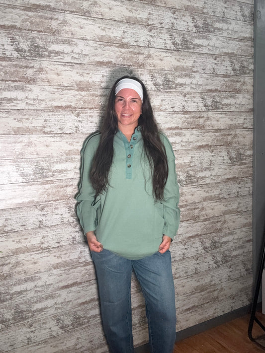 Green Button Pullover