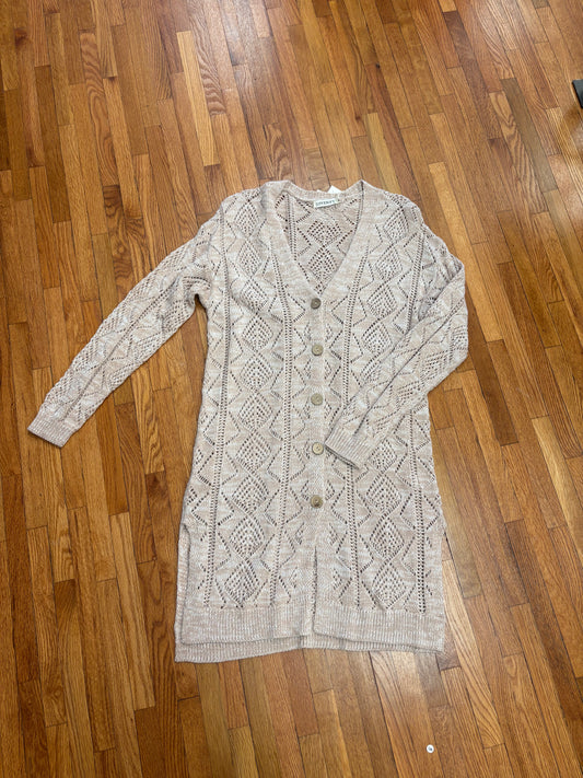 Hollow-Out Openwork Knit Cardigan- Khaki