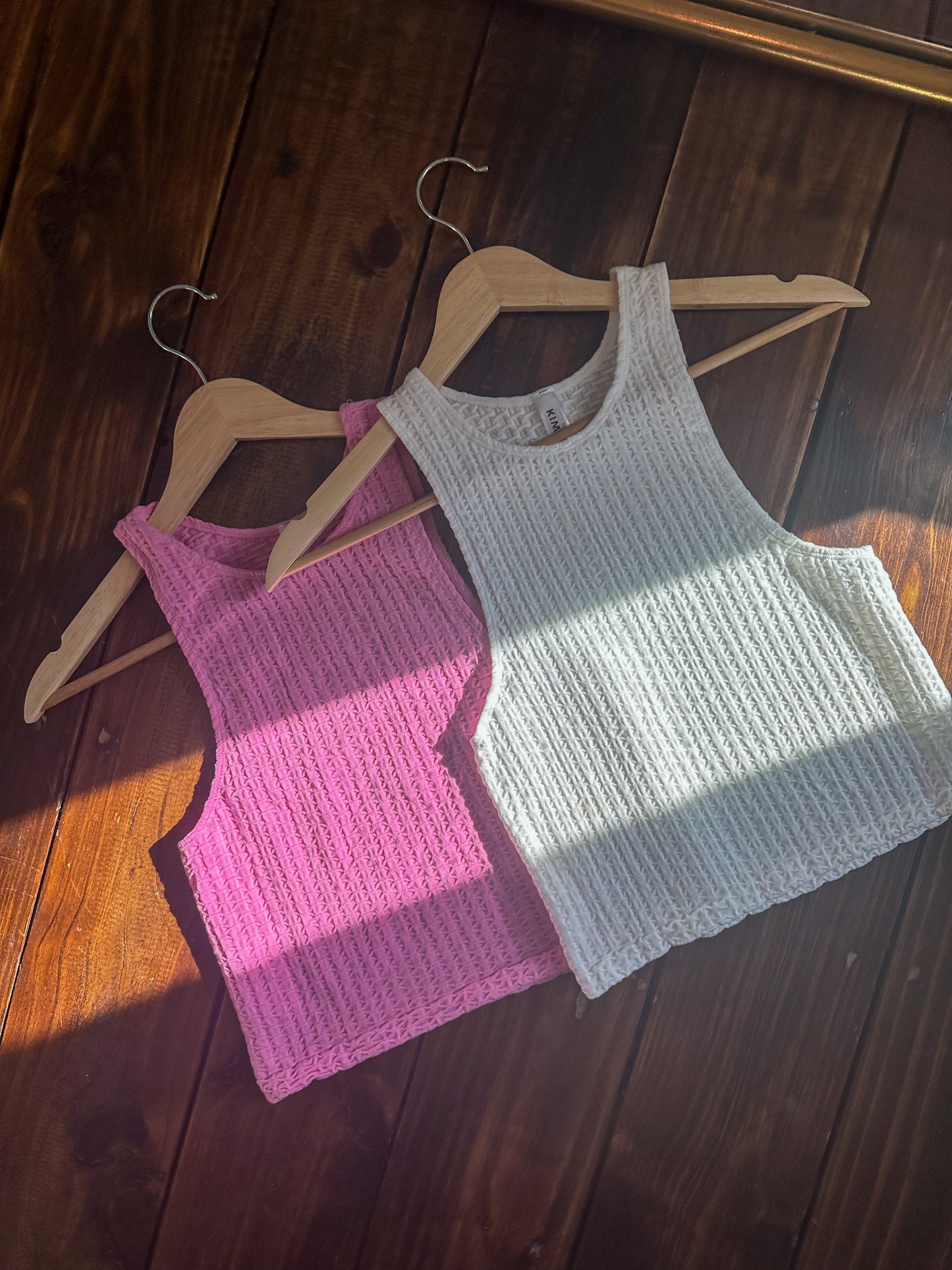 white lightweight smocked tank