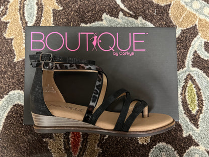 Corkys Sweet Tea Sandal - Black/Leopard