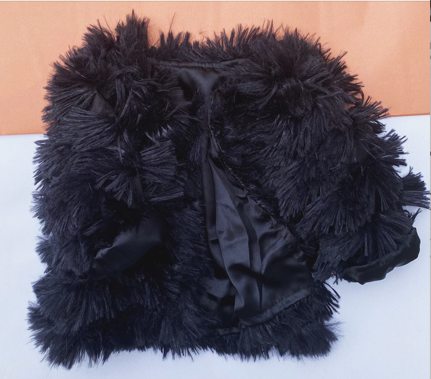 Girls Shaggy Jacket Black