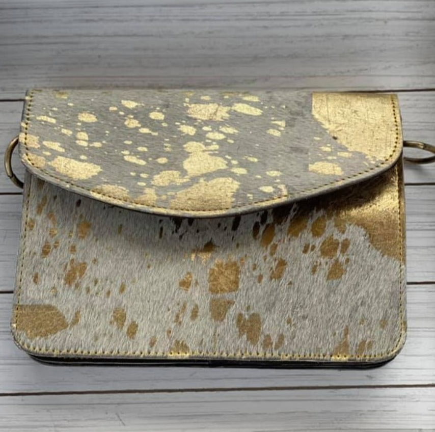 Hair on Hide & Gold foil Crossbody Purses