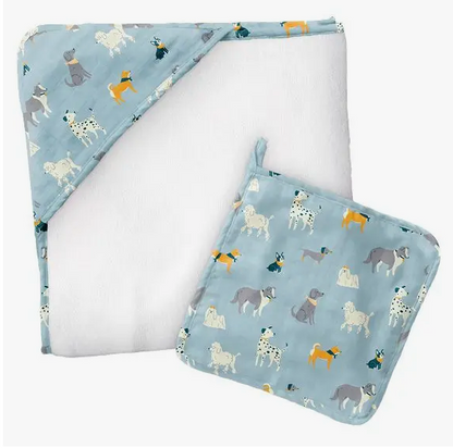 Muslin Hooded Towel with Washcloth