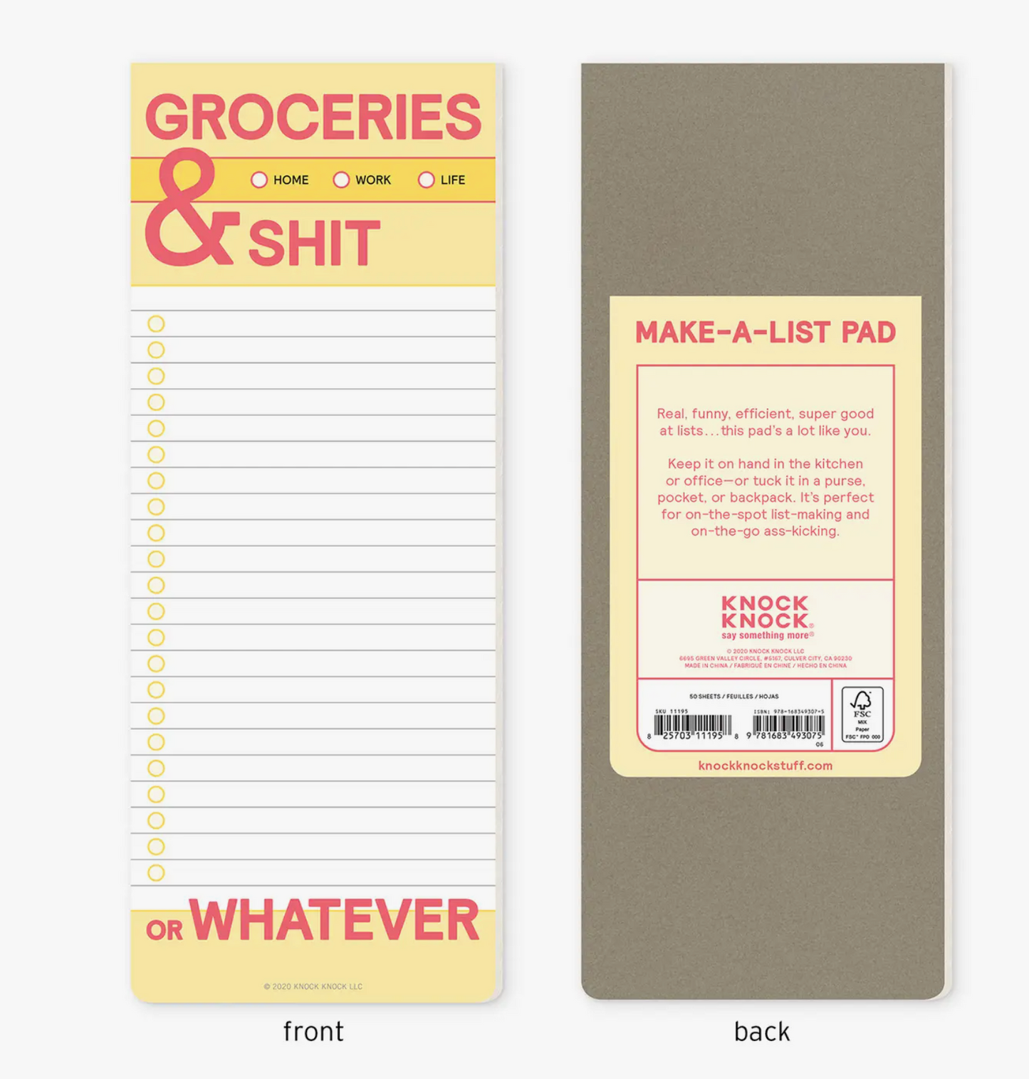 Groceries & Shit Make-A-List Pad