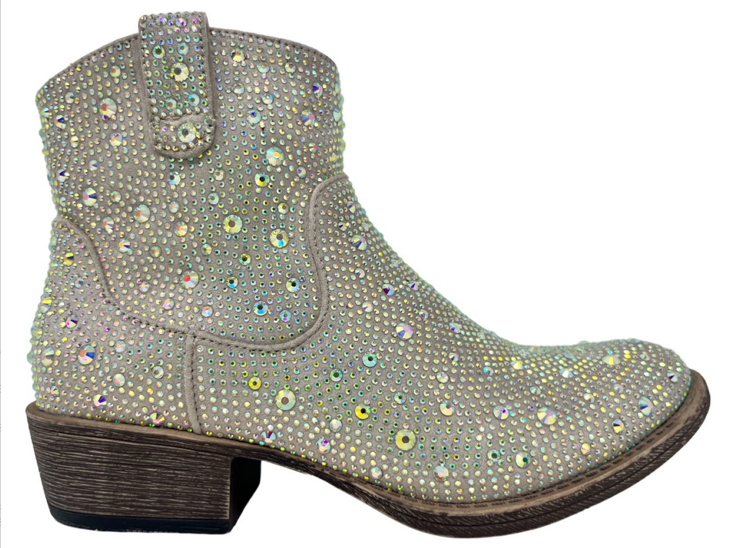 Very G Kady Low Rhinestone Boots - Cream