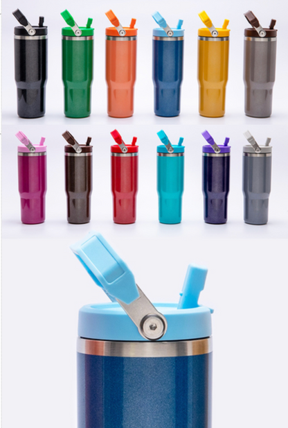 30OZ STAINLESS STEEL PEARL FLIP STRAW TUMBLER