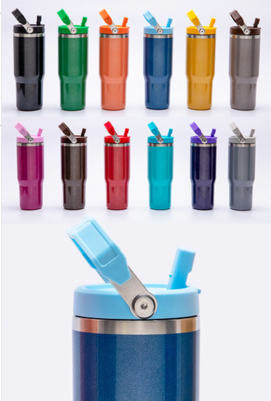 30OZ STAINLESS STEEL PEARL FLIP STRAW TUMBLER