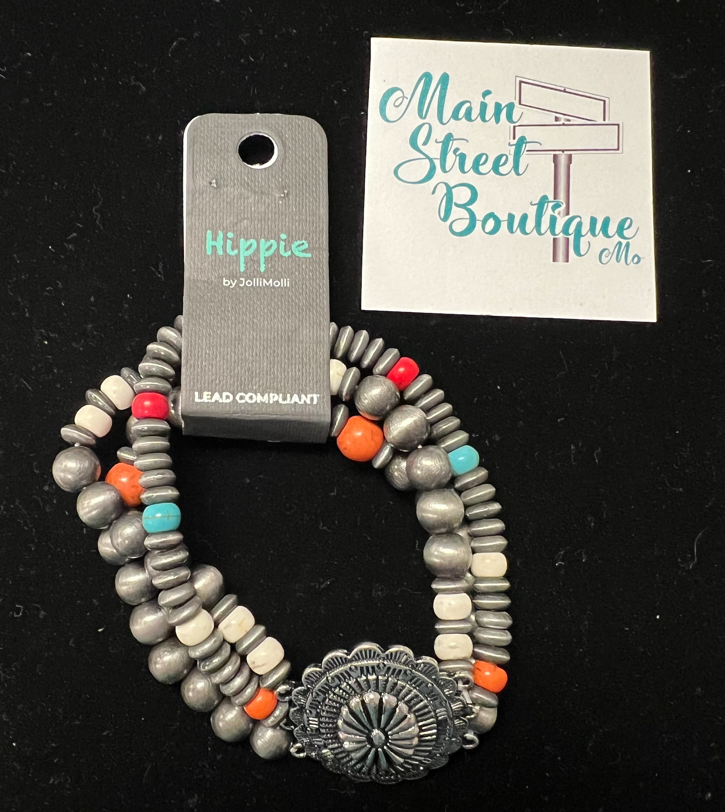 Brushed Silver with Accent Beads Bracelet