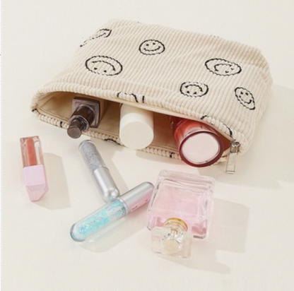 Corduroy Smile Cosmetic Makeup Clutch Bag